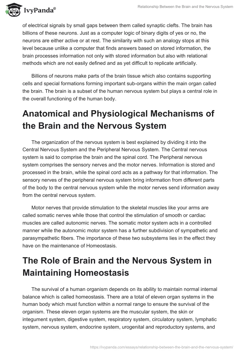 Relationship Between the Brain and the Nervous System. Page 2