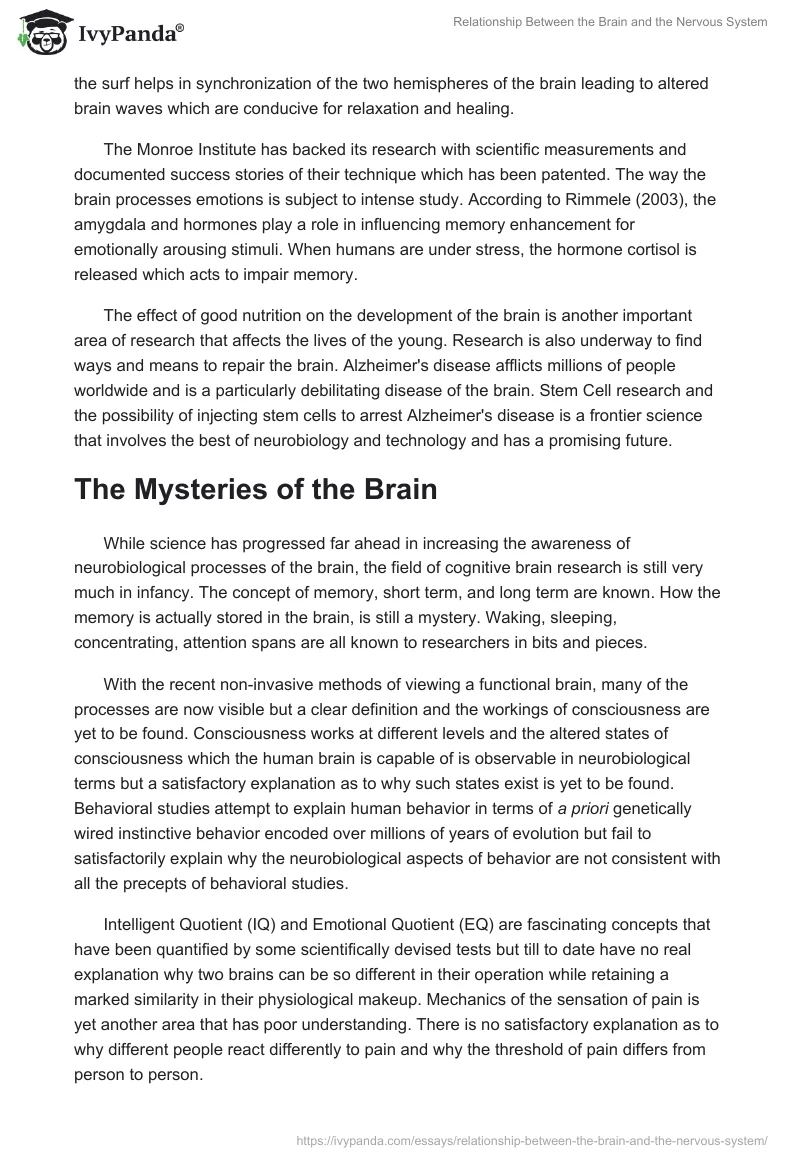 Relationship Between the Brain and the Nervous System. Page 5