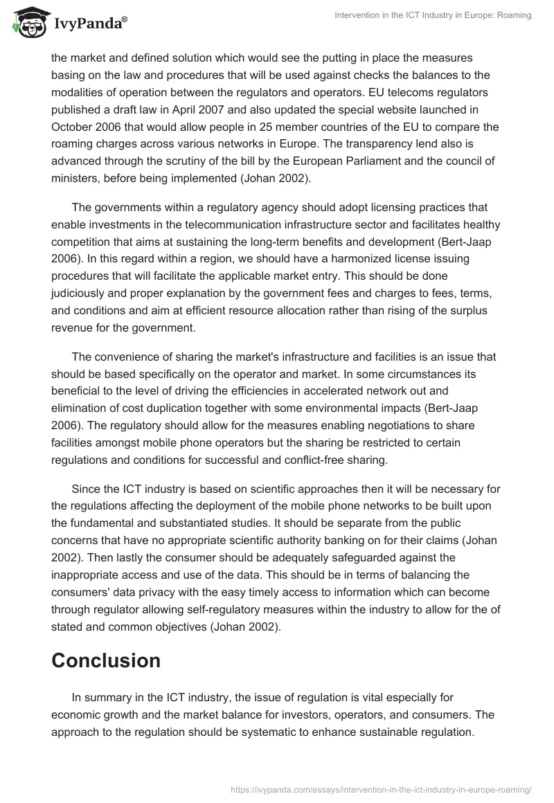 Intervention in the ICT Industry in Europe: Roaming. Page 5