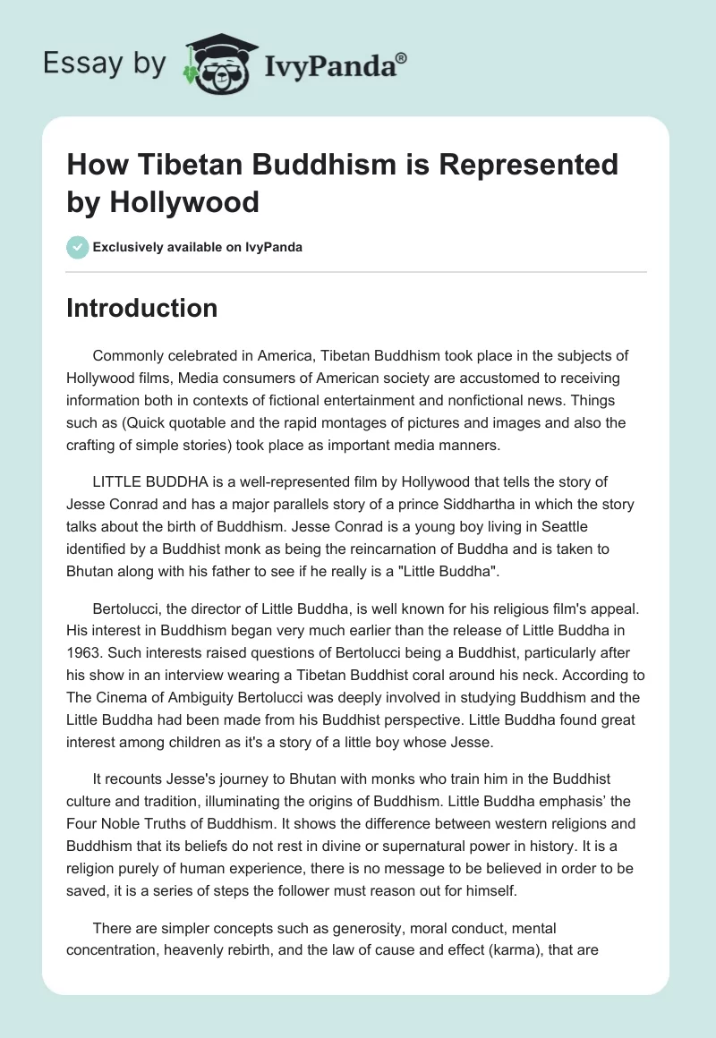 How Tibetan Buddhism Is Represented by Hollywood. Page 1