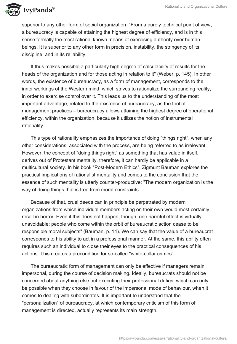 Rationality and Organizational Culture. Page 4