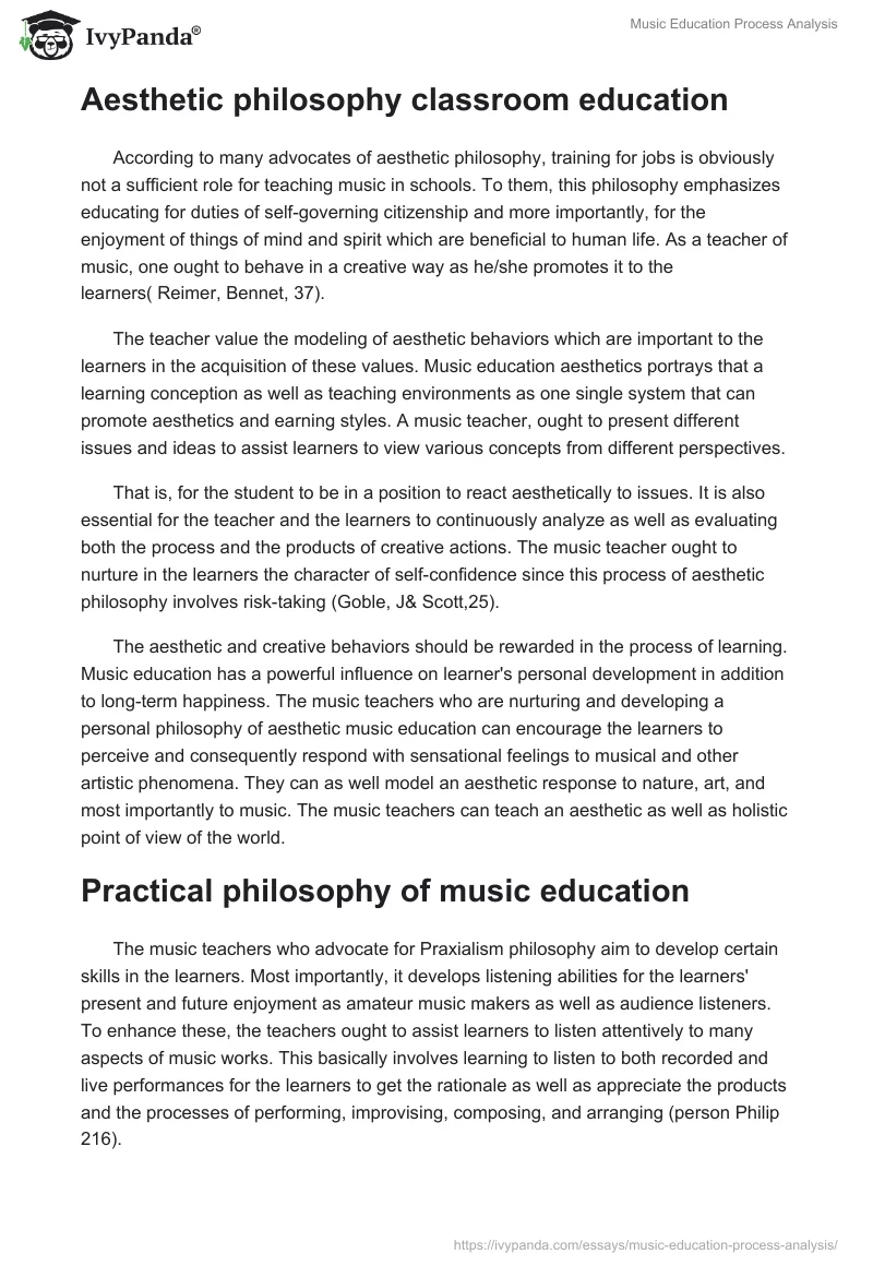 Music Education Process Analysis. Page 3