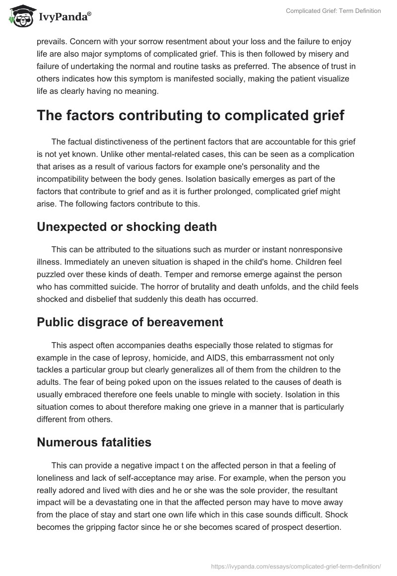 Complicated Grief: Term Definition. Page 2