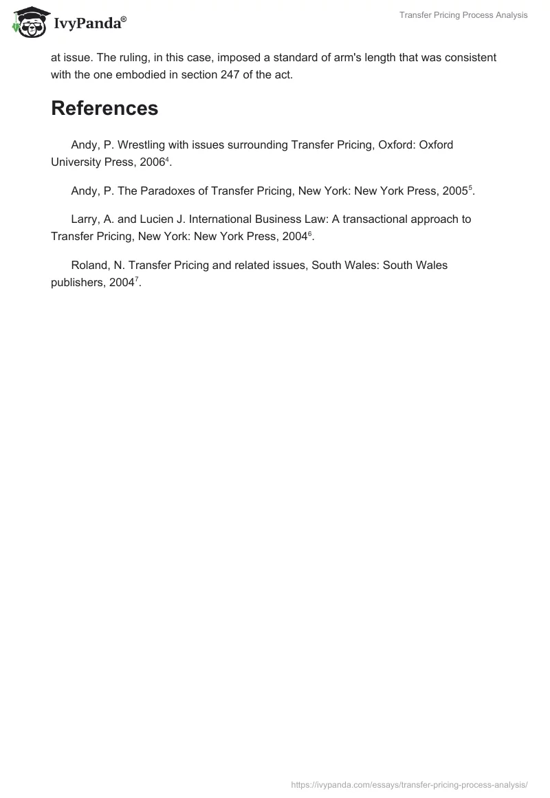 Transfer Pricing Process Analysis. Page 5