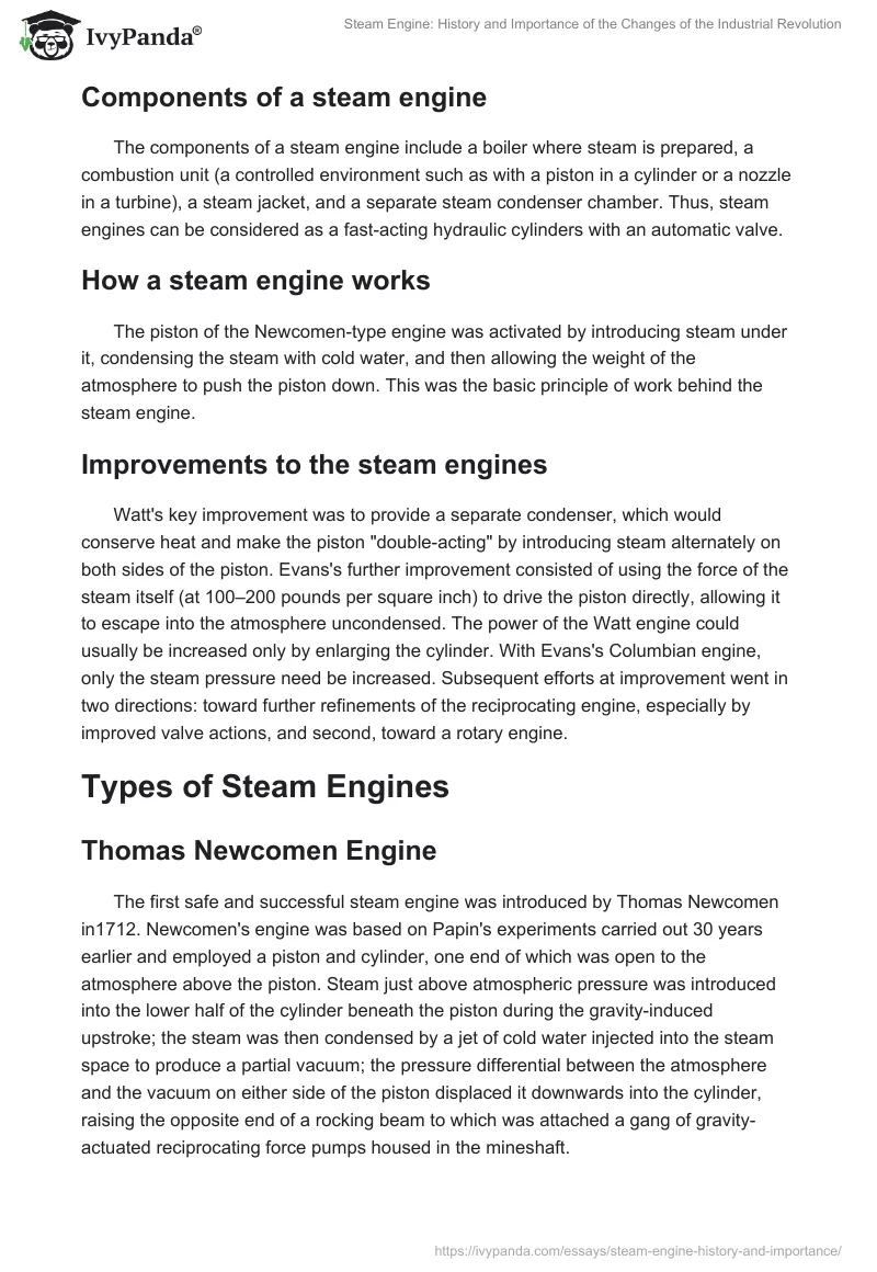 Steam Engine: History and Importance of the Changes of the Industrial Revolution. Page 2