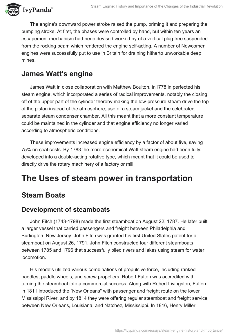 Steam Engine: History and Importance of the Changes of the Industrial Revolution. Page 3