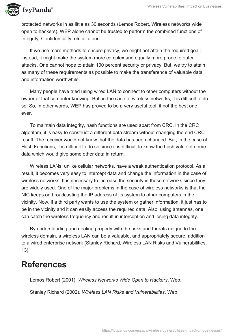 Wireless Vulnerabilities' Impact on Businesses. Page 4