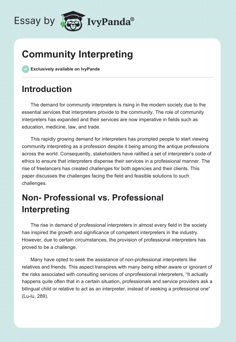 Community Interpreting. Page 1