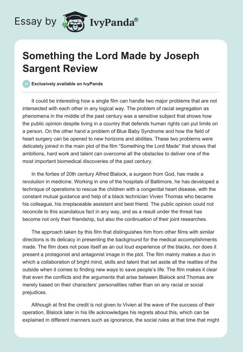 Something the Lord Made by Joseph Sargent Review. Page 1