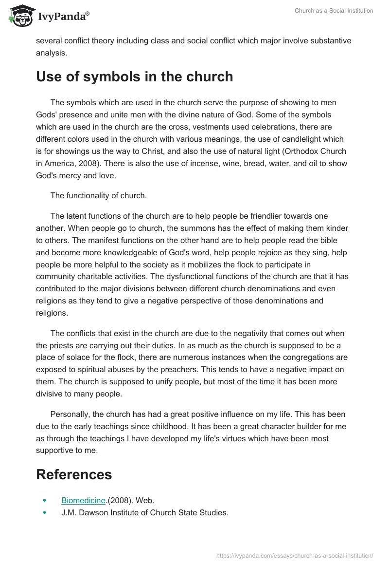 Church as a Social Institution. Page 2