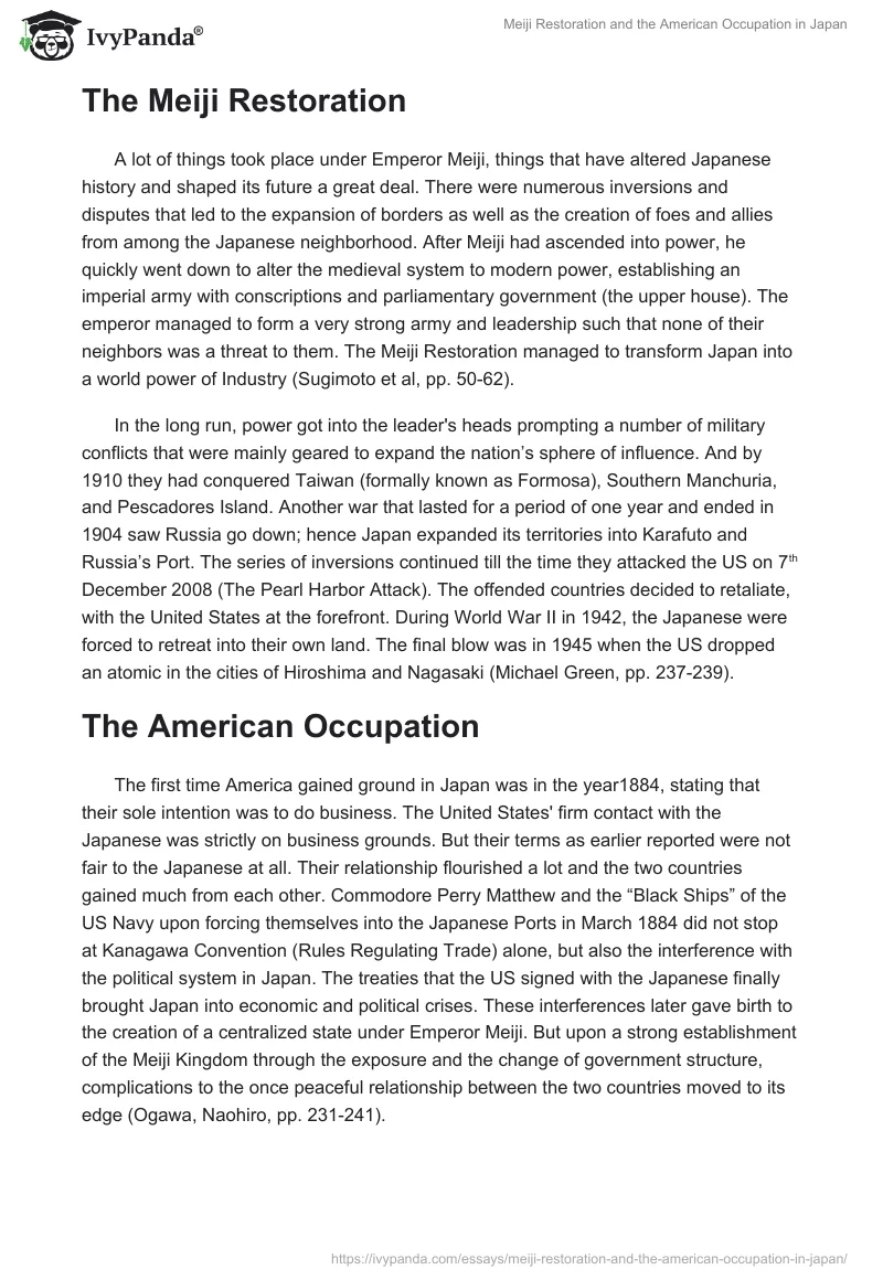 Meiji Restoration and the American Occupation in Japan. Page 2