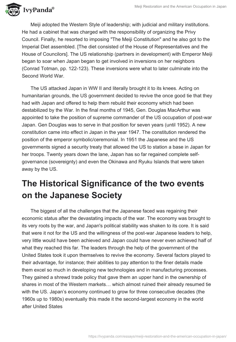 Meiji Restoration and the American Occupation in Japan. Page 3
