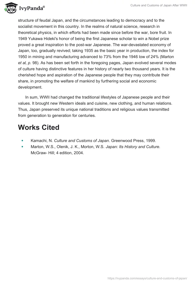 Culture and Customs of Japan After WWII. Page 4