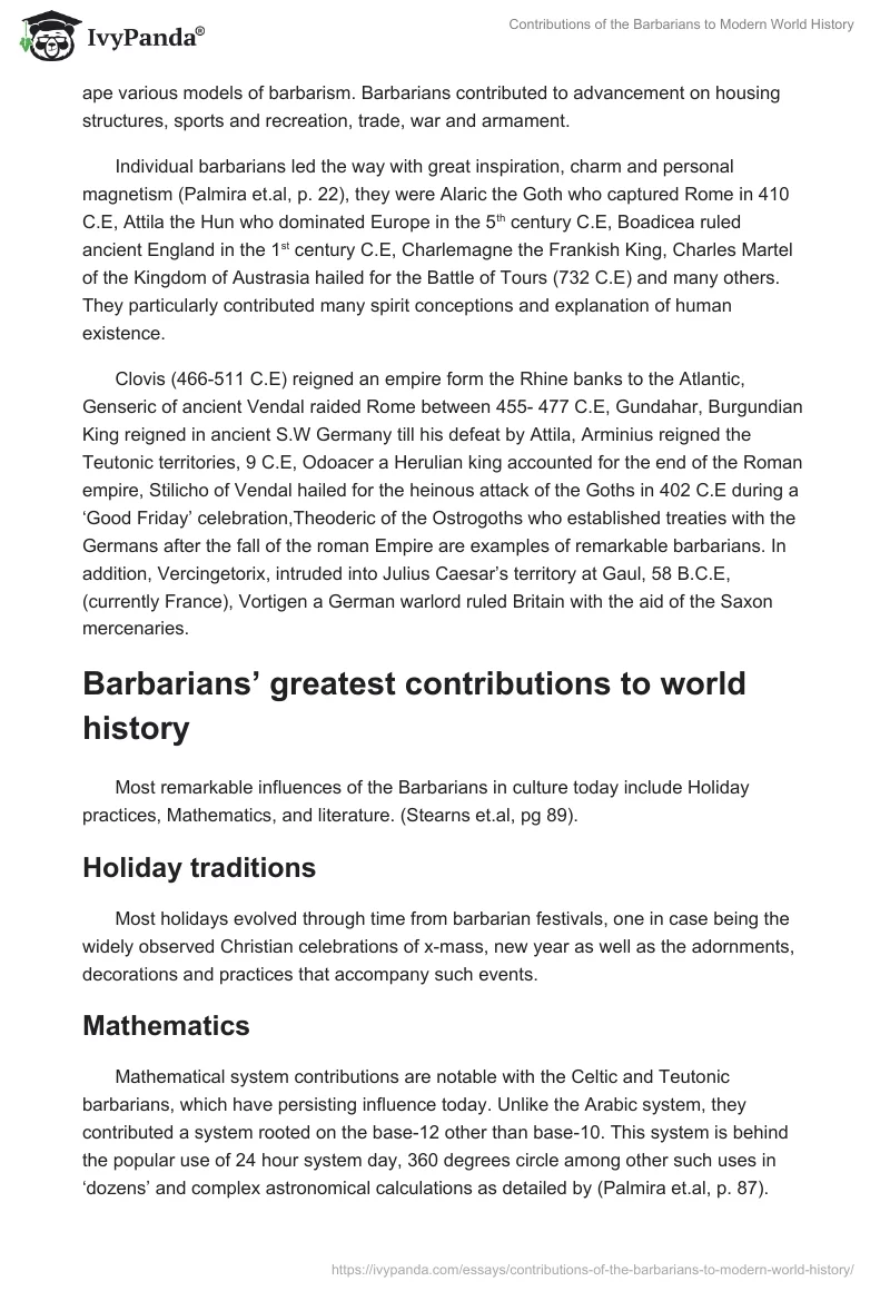 Contributions of the Barbarians to Modern World History. Page 2