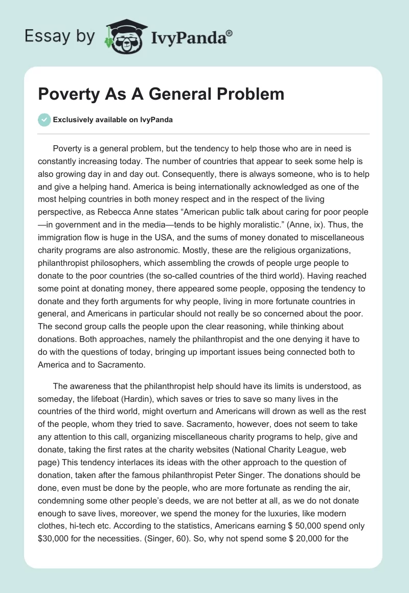 Poverty as a General Problem. Page 1