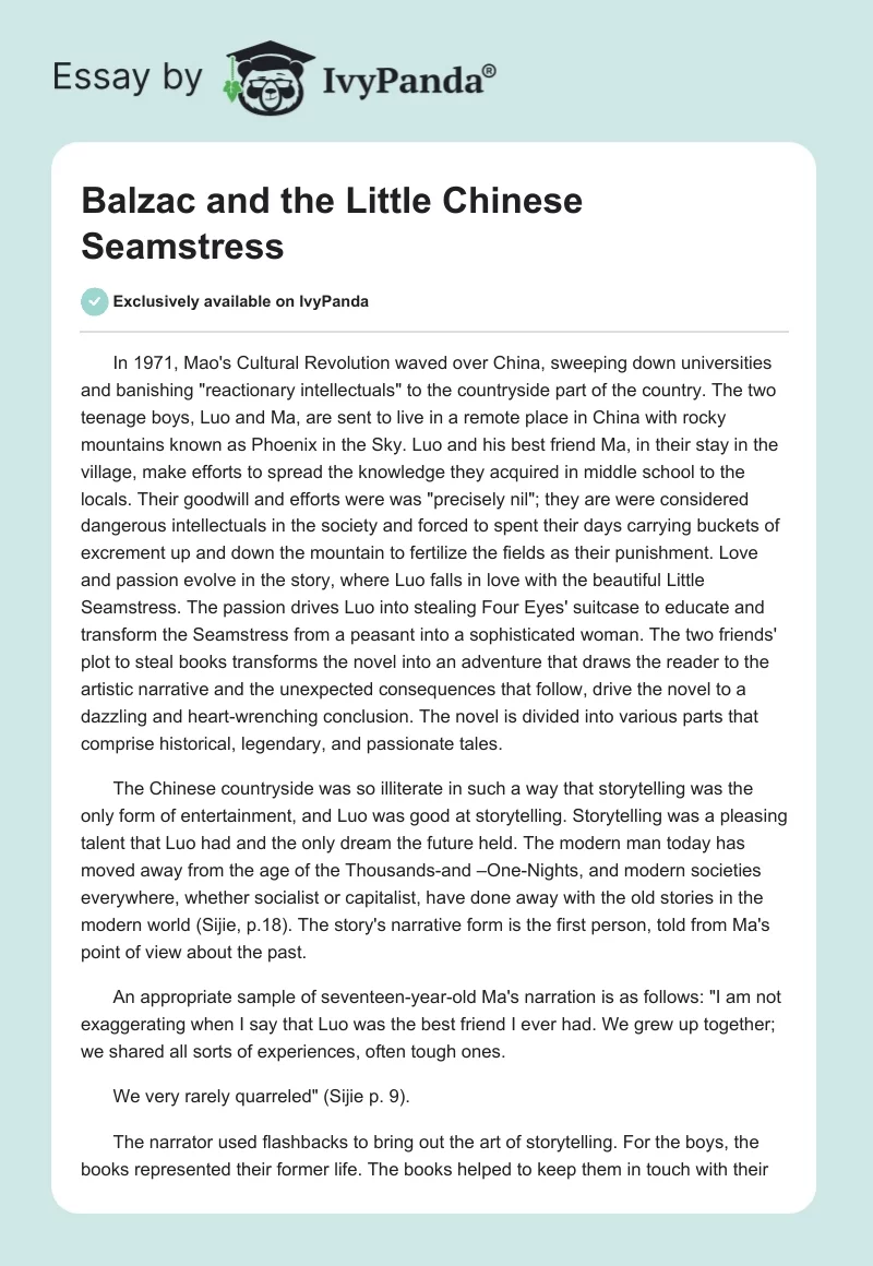 Balzac and the Little Chinese Seamstress. Page 1
