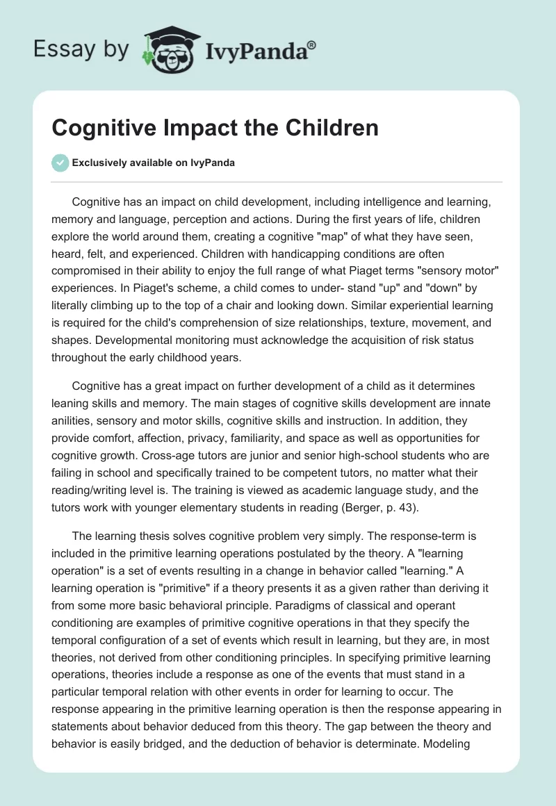 Cognitive Impact the Children. Page 1