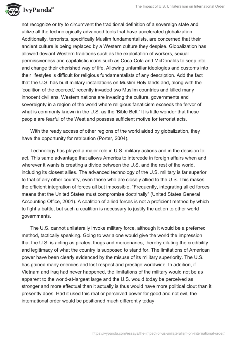 The Impact of U.S. Unilateralism on International Order. Page 3