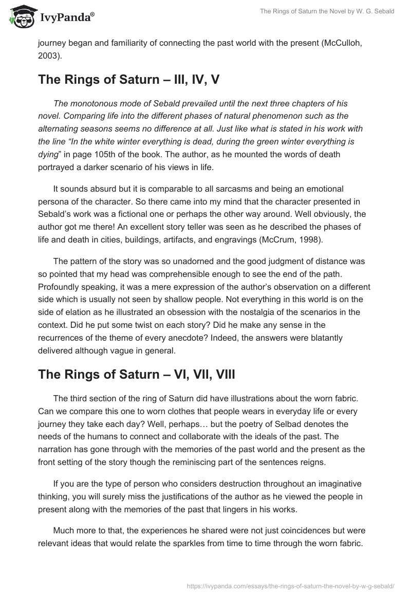 "The Rings of Saturn" the Novel by W. G. Sebald. Page 2