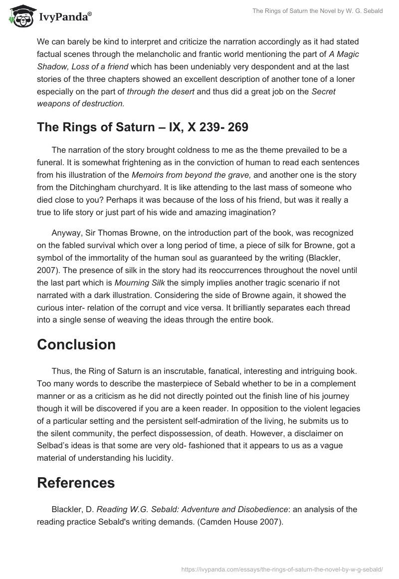 "The Rings of Saturn" the Novel by W. G. Sebald. Page 3