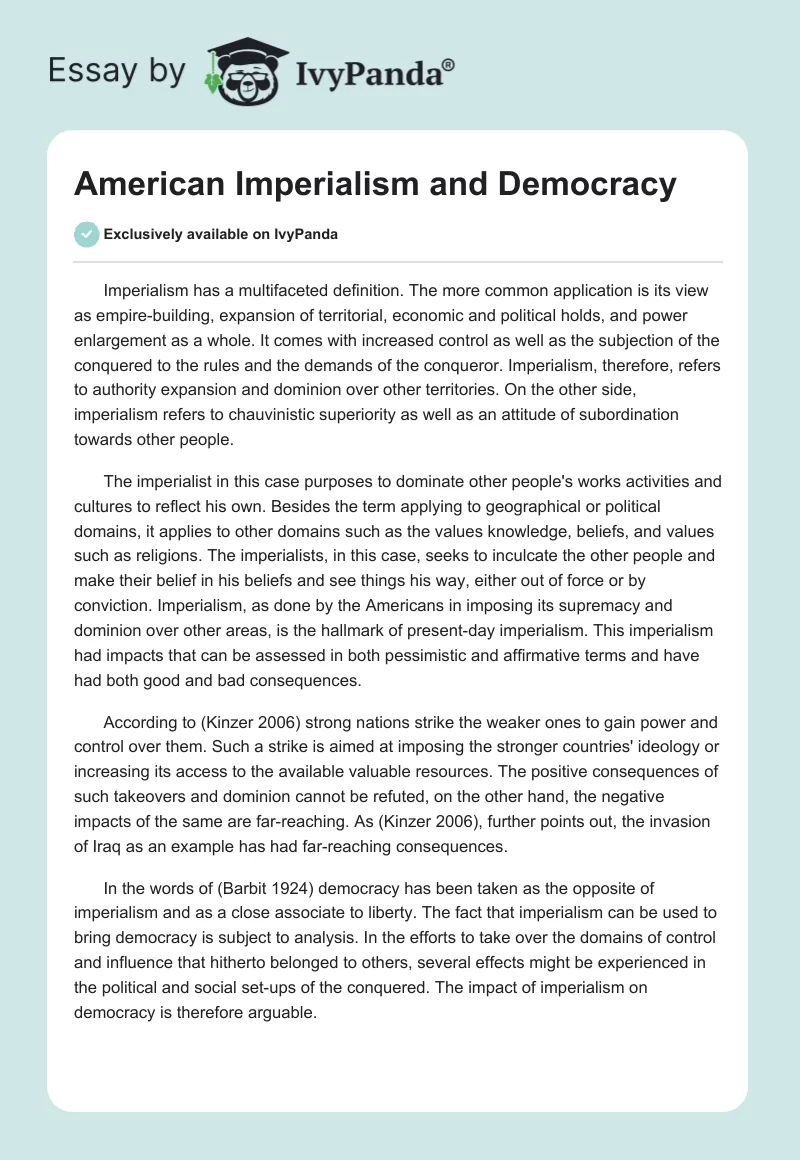 American Imperialism and Democracy. Page 1