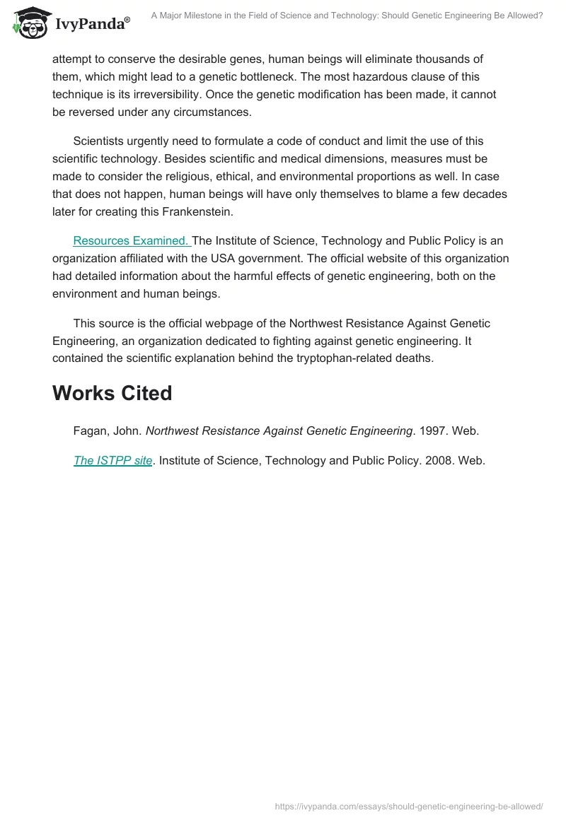 A Major Milestone in the Field of Science and Technology: Should Genetic Engineering Be Allowed?. Page 2