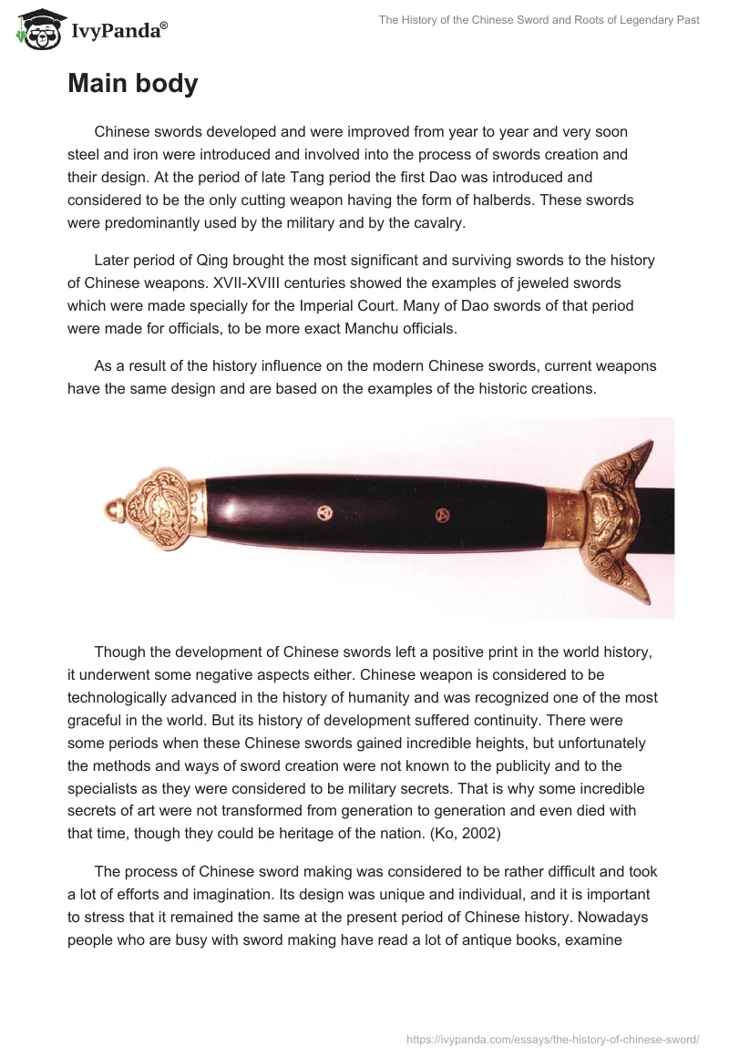 The History of the Chinese Sword and Roots of Legendary Past. Page 2