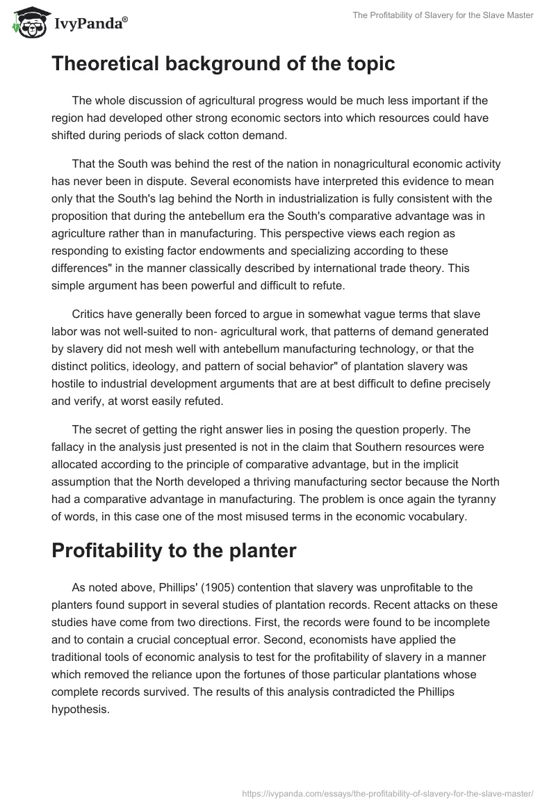 The Profitability of Slavery for the Slave Master. Page 5