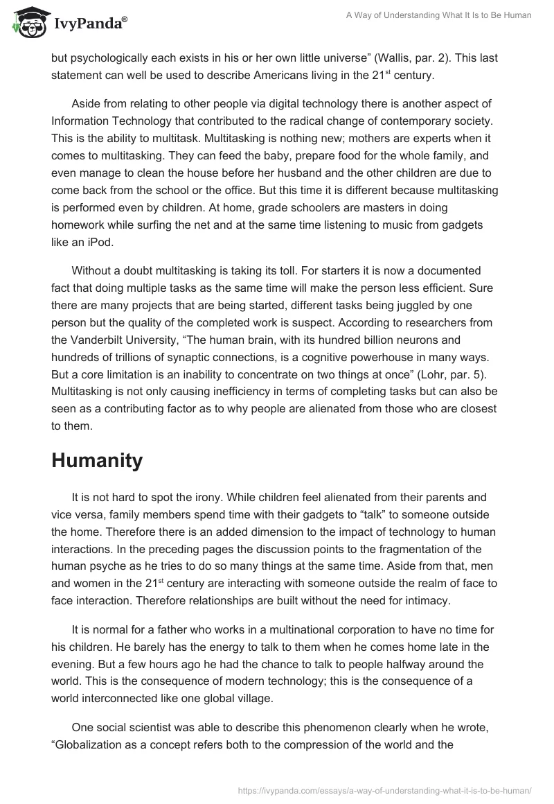 A Way of Understanding What It Is to Be Human. Page 3