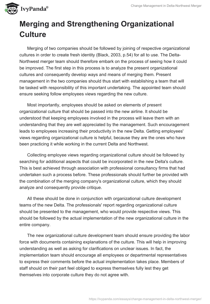 Change Management in Delta-Northwest Merger. Page 5