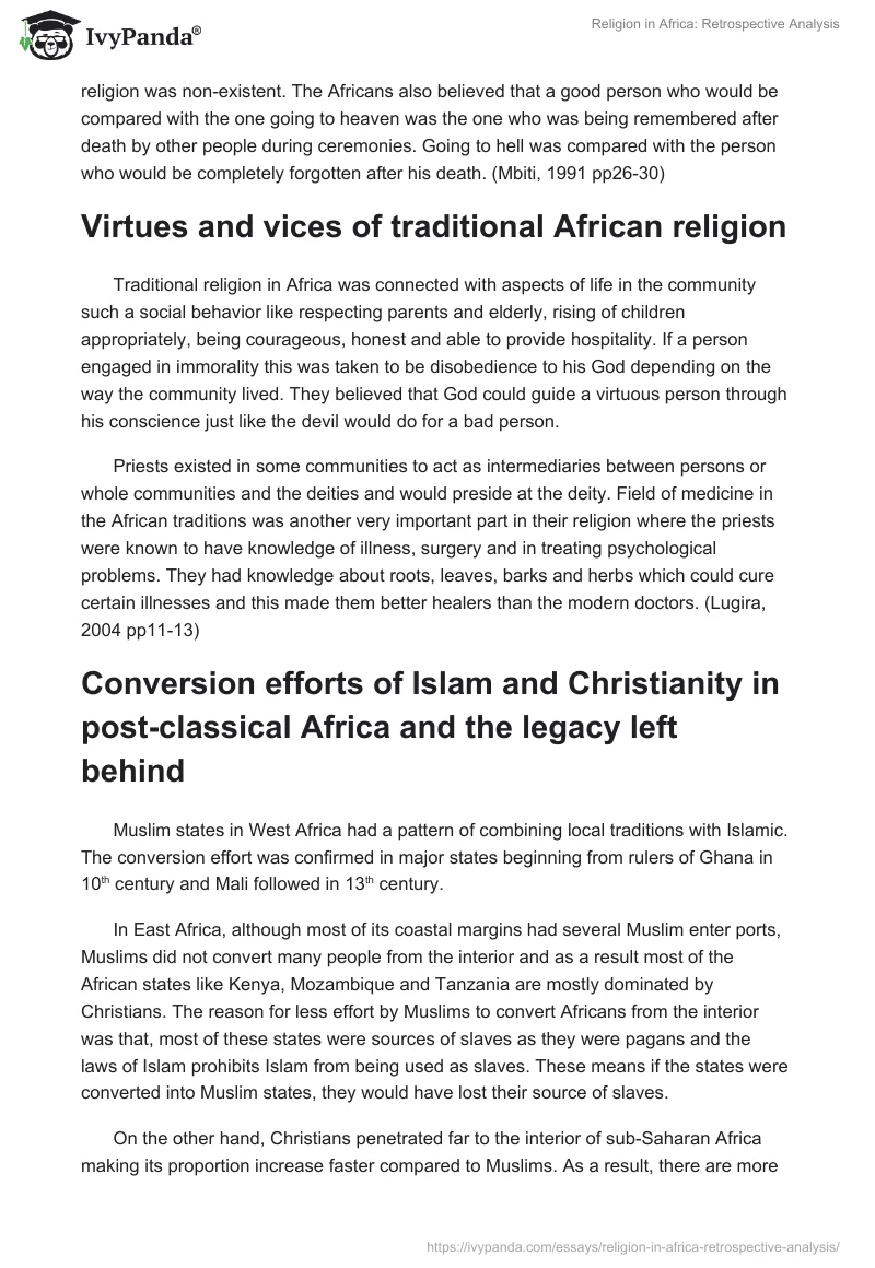 Religion in Africa: Retrospective Analysis. Page 2