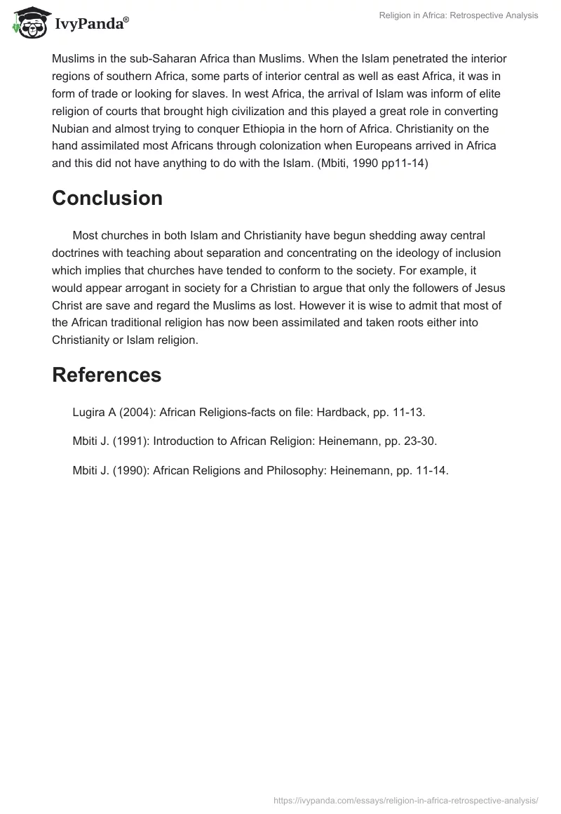 Religion in Africa: Retrospective Analysis. Page 3