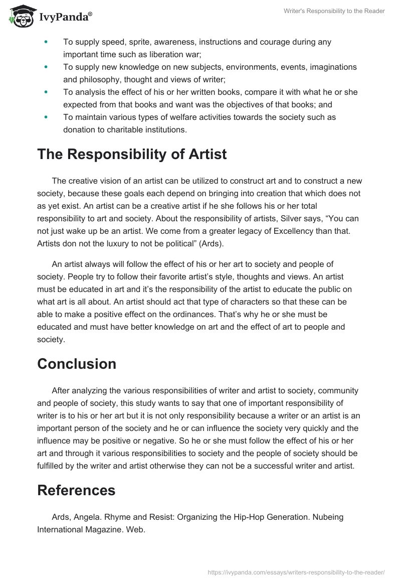 Writer's Responsibility to the Reader. Page 4