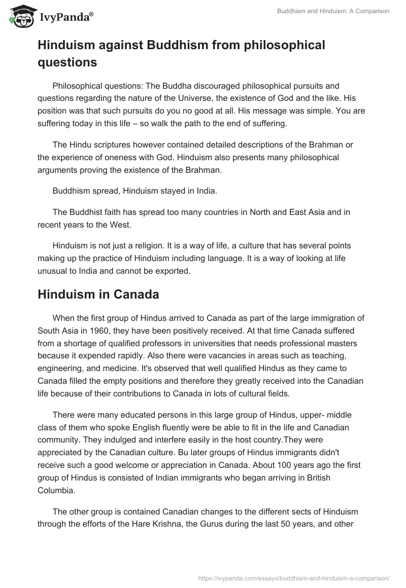 Buddhism and Hinduism: A Comparison. Page 3