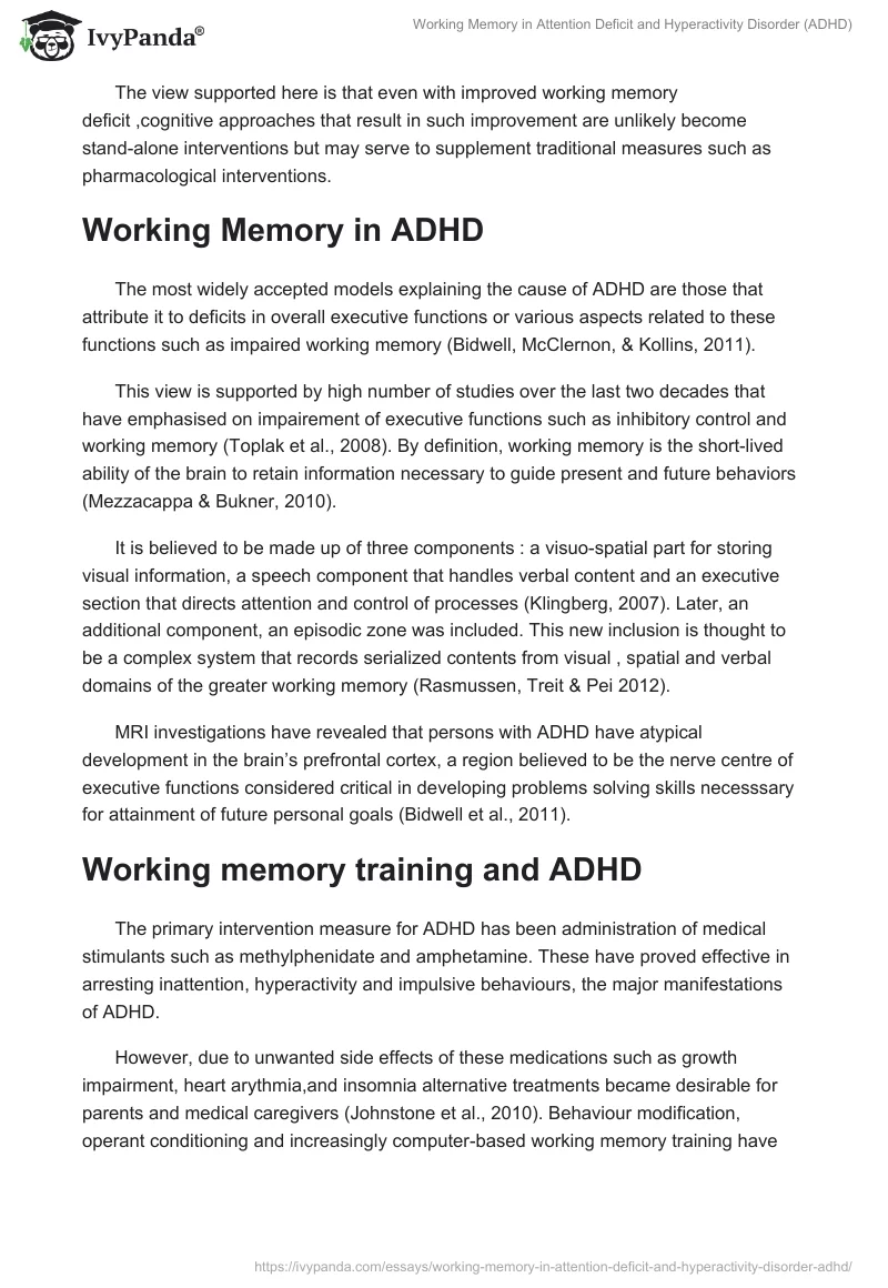 Working Memory in Attention Deficit and Hyperactivity Disorder (ADHD). Page 2