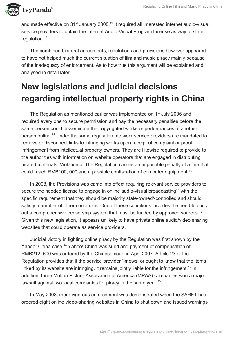 Regulating Online Film and Music Piracy in China. Page 3
