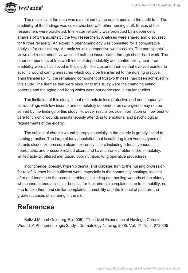 Critical Review of a Qualitative Study. Page 3