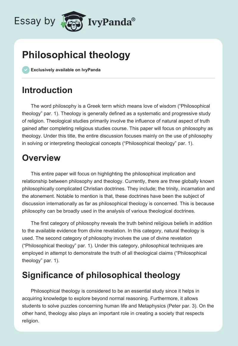 Philosophical Theology. Page 1