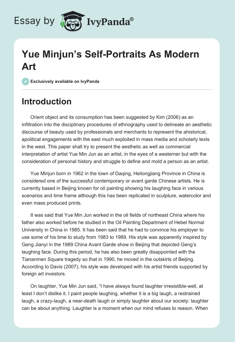 Yue Minjun’s Self-Portraits As Modern Art. Page 1