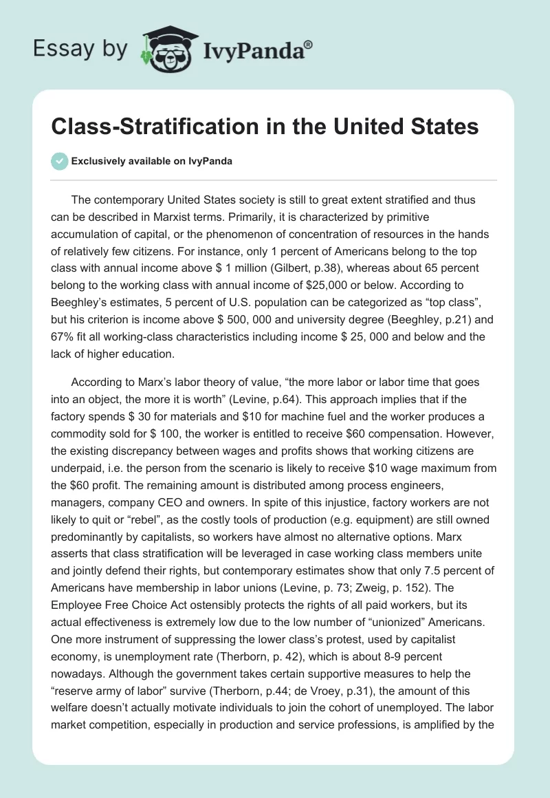 Class-Stratification in the United States. Page 1