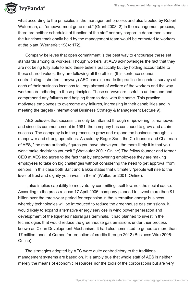 Strategic Management: Managing in a New Millennium. Page 2