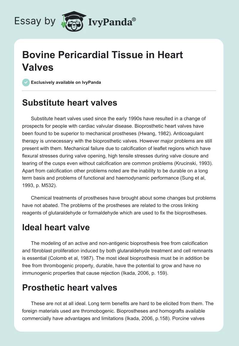 Bovine Pericardial Tissue in Heart Valves. Page 1