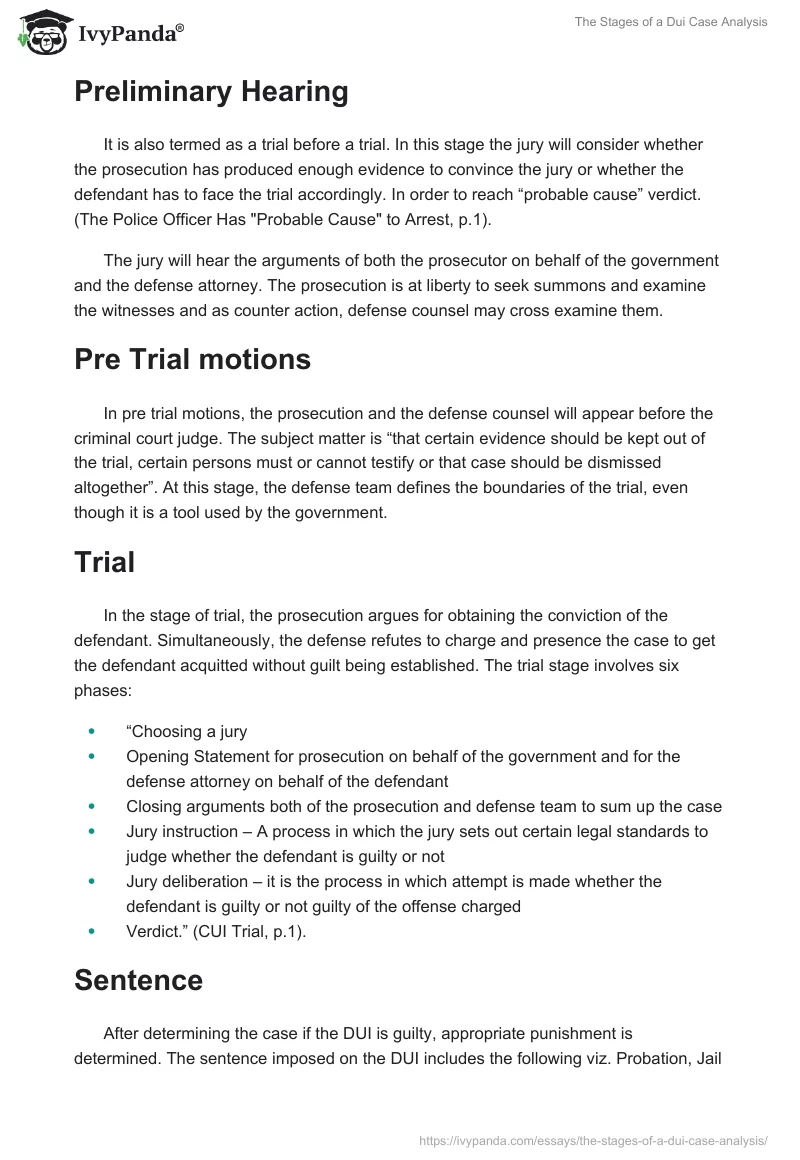 The Stages of a Dui Case Analysis. Page 3