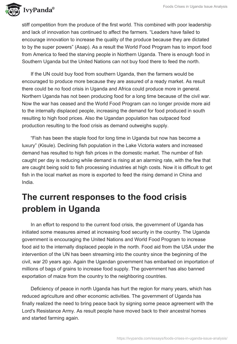 Foods Crises in Uganda Issue Analysis. Page 4
