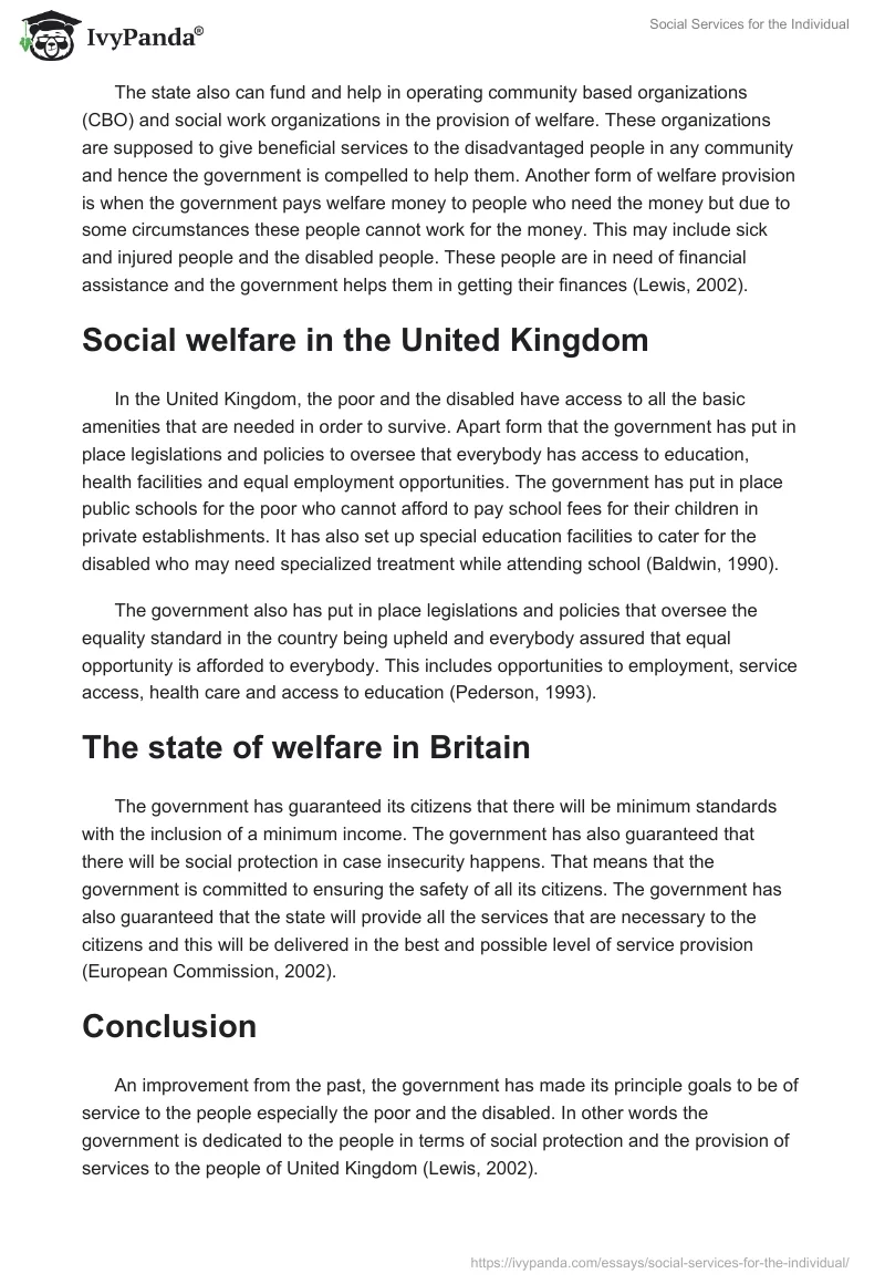 Social Services for the Individual. Page 4