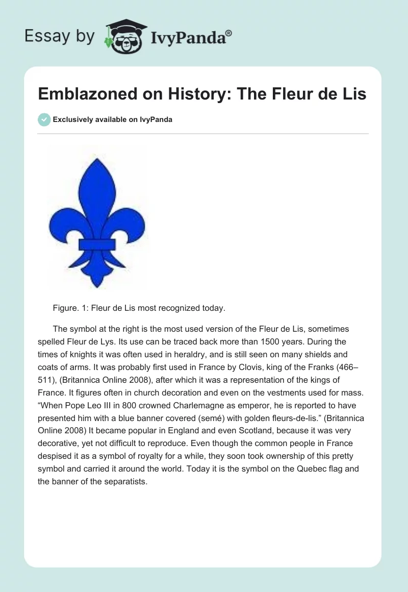 Emblazoned on History: The Fleur de Lis. Page 1