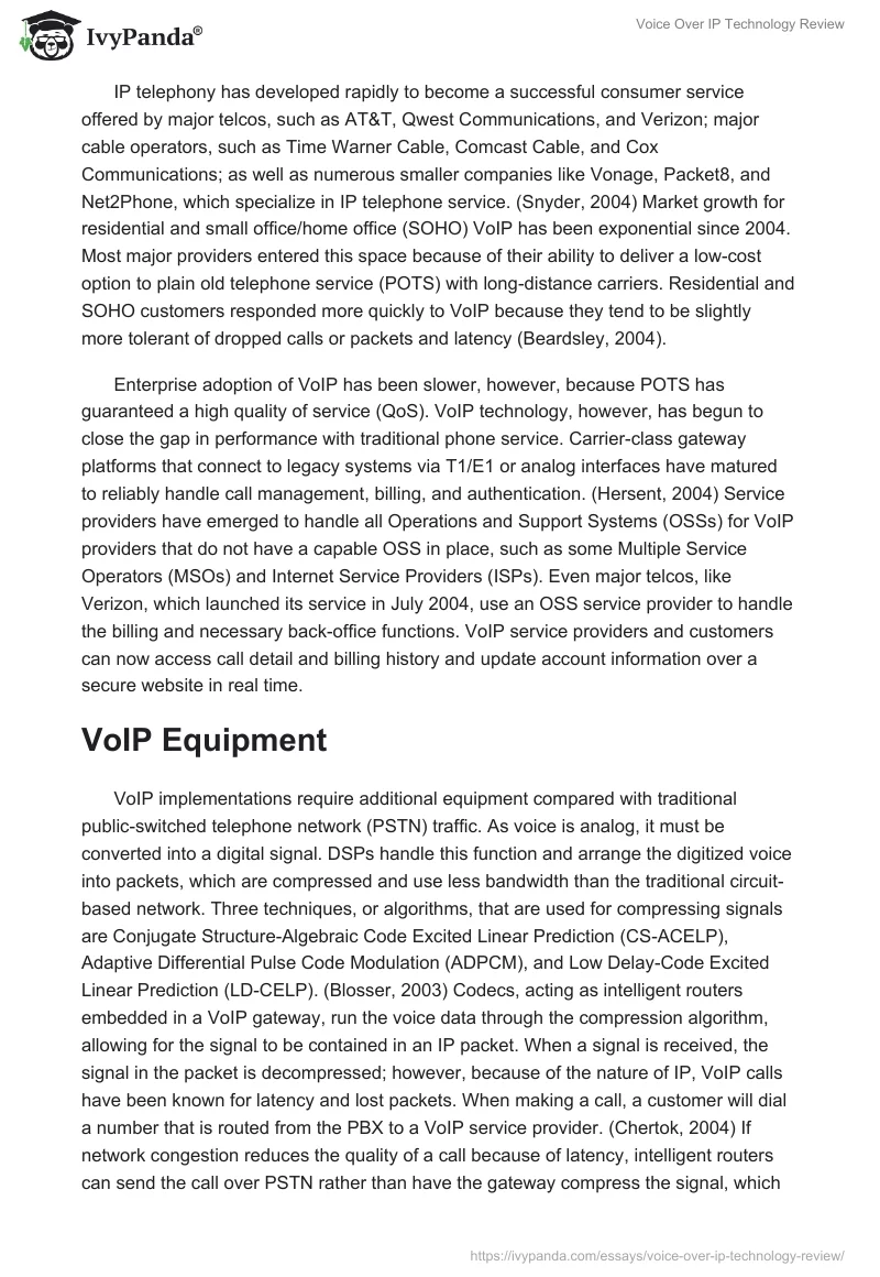 Voice Over IP Technology Review. Page 2