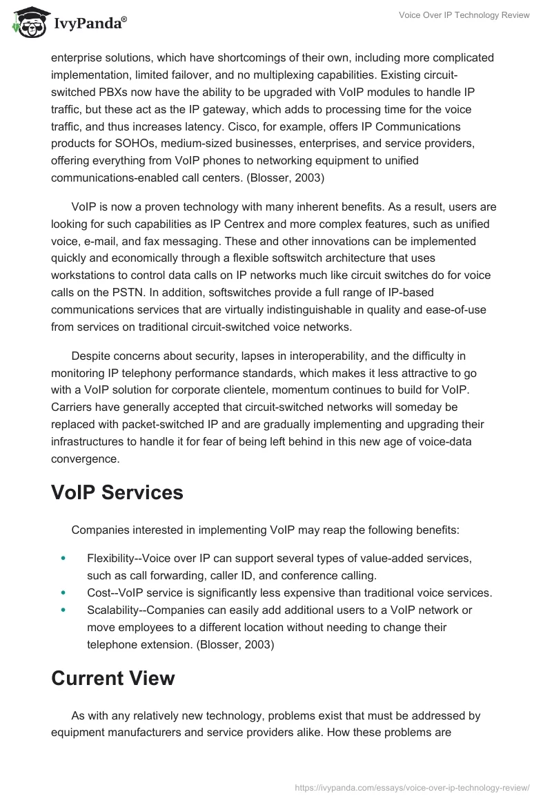 Voice Over IP Technology Review. Page 4