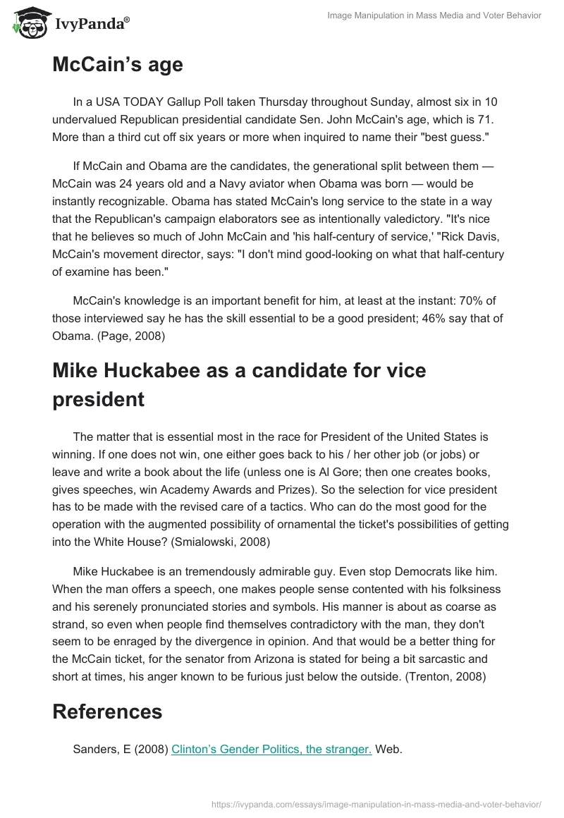 Image Manipulation in Mass Media and Voter Behavior. Page 5