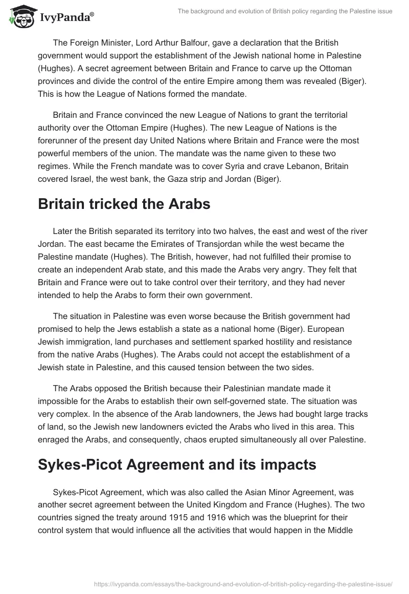The background and evolution of British policy regarding the Palestine issue. Page 5